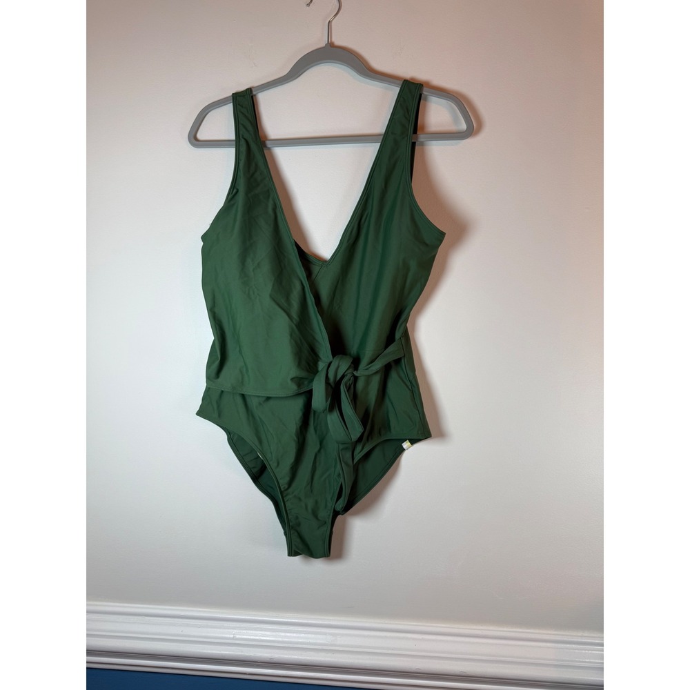 Summersalt The Perfect Wrap One Piece Swimsuit Green Size 14 V-Neck Tie Waist